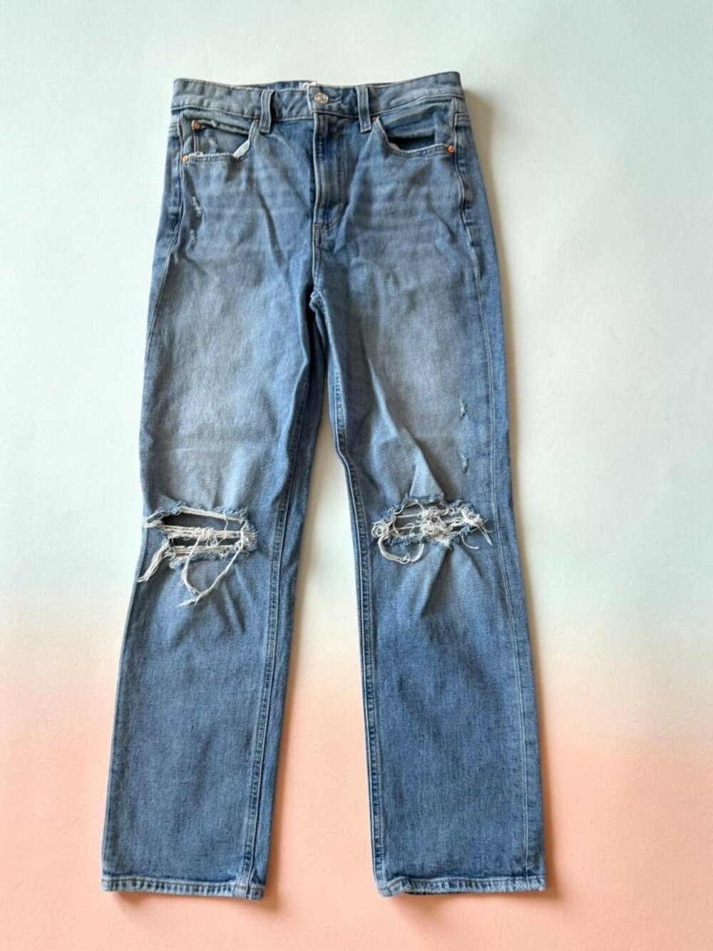 PAIGE Distressed Sarah Straight Leg Ankle Jeans Size 27